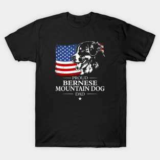 Proud Bernese Mountain Dog Dad American Flag patriotic dog T-Shirt